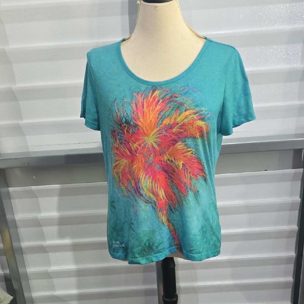 Blue and Green Relaxed Short Sleeve T-Shirt